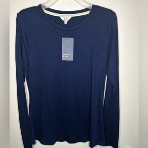 Crown & Ivy Women's Deep Blue Long Sleeve Ribbed Tee